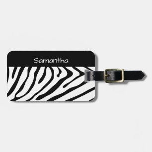 Trendy Zebra Print Black and White Luggage Tag