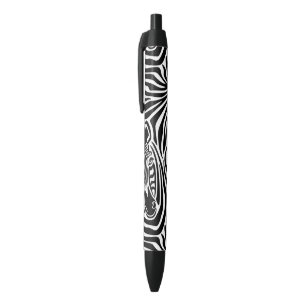 Trendy Zebra Print Black And White Pattern Black Ink Pen