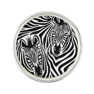 Trendy Zebra Print Black And White Pattern Lapel Pin