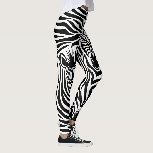 Trendy Zebra Print Black And White Pattern Leggings (Right)