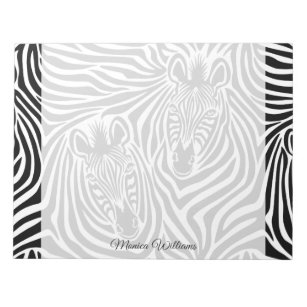 Trendy Zebra Print Black And White Pattern Notepad