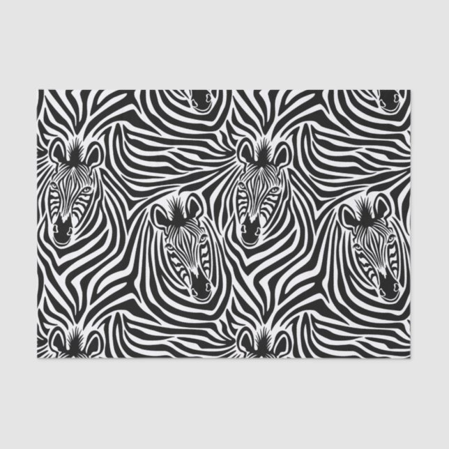 Trendy Zebra Print Black And White Pattern Tissue Paper (Front)