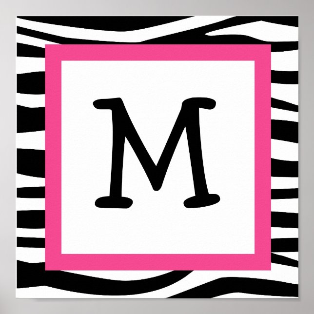 Trendy Zebra Print Nursery Wall Art Name Print (Front)