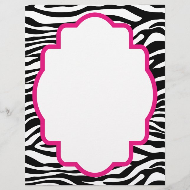 Trendy Zebra Print with Pink Customized Letterhead (Front)