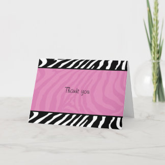 Trendy Zebra Stripe Folded Thank you note Card