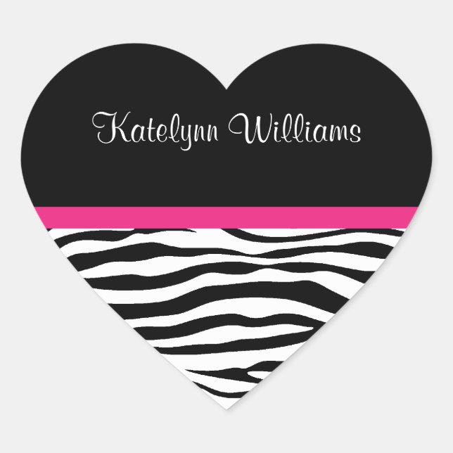 Trendy Zebra Stripe Personalized Sticker (Front)