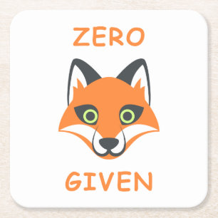 Trendy Zero Fox Given phrase Emoji Cartoon Square Paper Coaster