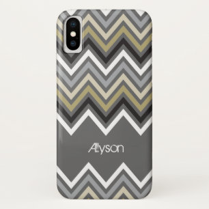 Trendy Zig Zag Chevron Pattern Mod Grey Phone Case