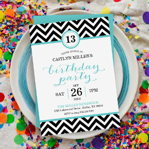 Trendy Zigzag Chevron Birthday Party Invitation