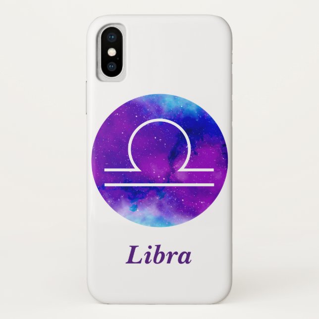 Trendy Zodiac Sign Libra Purple Nebula Case-Mate iPhone Case (Back)
