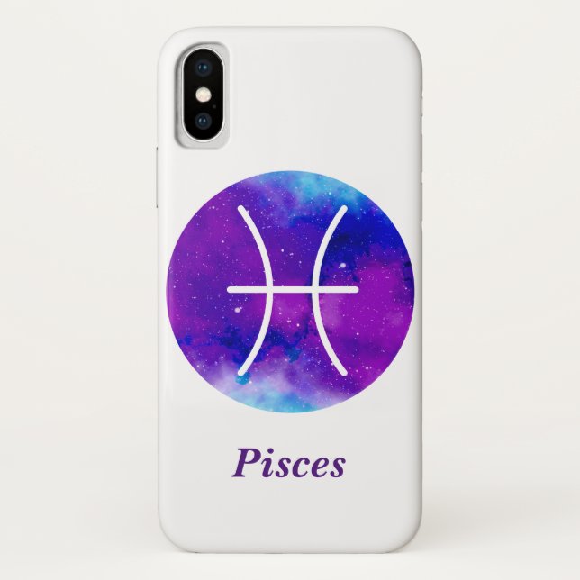 Trendy Zodiac Sign Pisces Purple Nebula Case-Mate iPhone Case (Back)