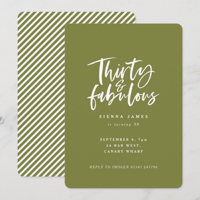 trente et fabuleux anniversaire photo invitation (Devant / Derrière)