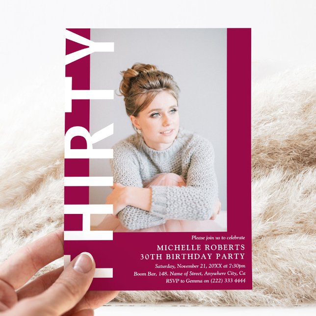 TRENTE Photo moderne 30e anniversaire Invitation d (Créateur téléchargé)