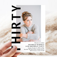 TRENTE Photo moderne 30e anniversaire Invitation d