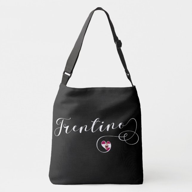 Trentino Heart Flag, Province of Trento, Italy Crossbody Bag (Back)