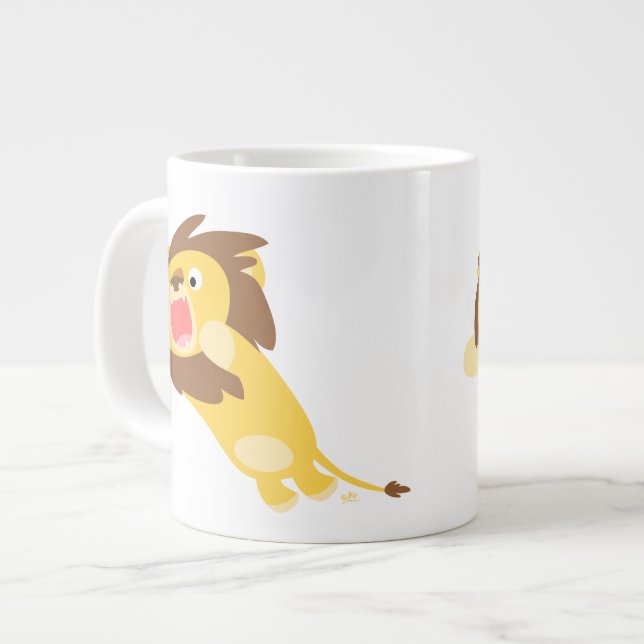 Très affamé Cartoon Lion Jumbo Mug (Devant gauche)