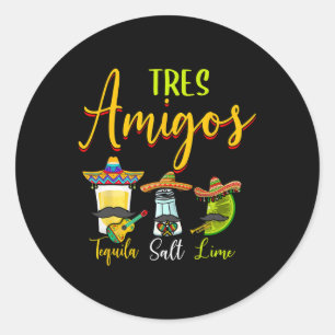 Tres Amigos Tequila Salt Lime Cinco De Mayo  Classic Round Sticker