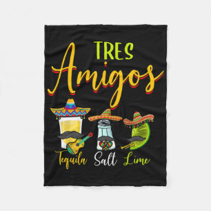 Tres Amigos Tequila Salt Lime Cinco De Mayo  Fleece Blanket