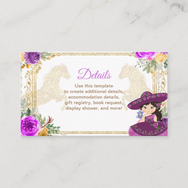 Tres Anos Mexican Flower Pink & gold Insert Card (Front)