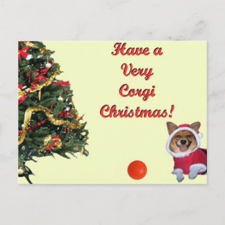 Très carte postale de jaune de Noël-Pitié de corgi