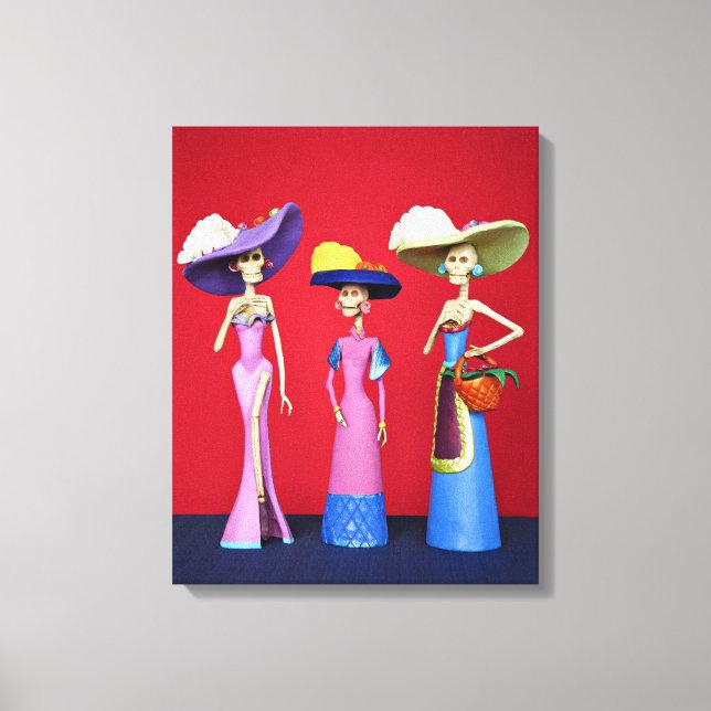 Tres Catrinas Canvas Print (Front)