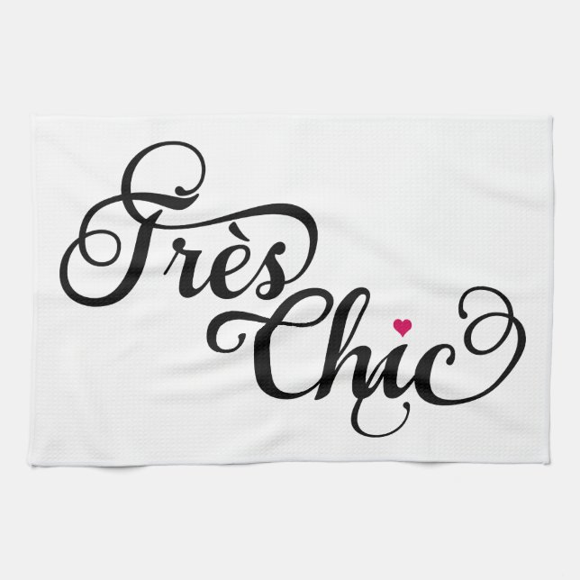 Très chic, French word art, text design with red h Kitchen Towel (Horizontal)