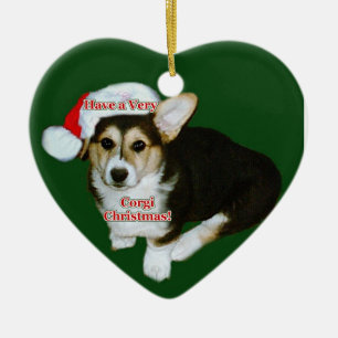 Très Noël de corgi - ornement de coeur de chiot 