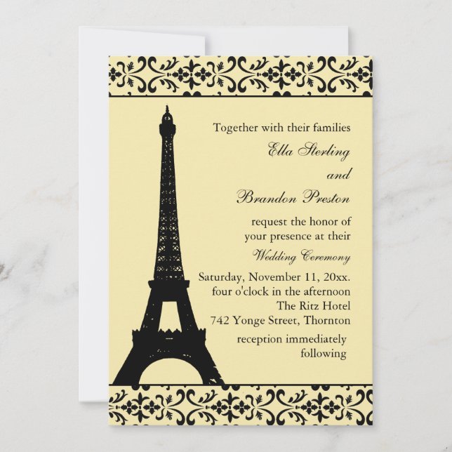 Tres Paris Wedding Invitation (yellow) (Front)