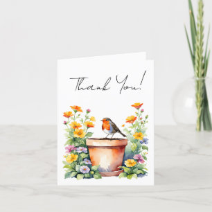 Très simple merci watercolor robin & fleurs