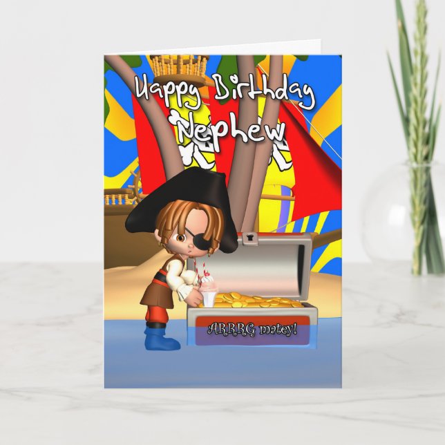 Trésor de pirate de carte d'anniversaire de neveu (Devant)