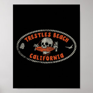 Trestles Beach California Ca Retro Surfer Front An Poster