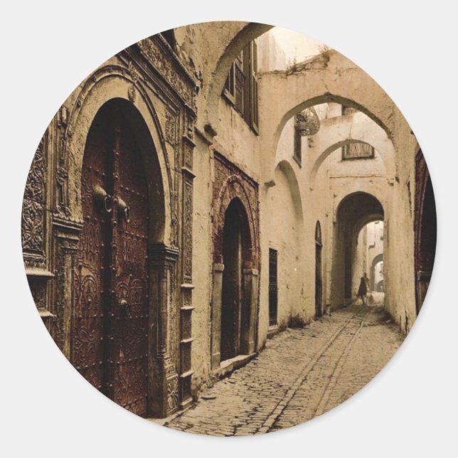 Tresure Street, Tunis, Tunisia classic Photochrom Classic Round Sticker (Front)
