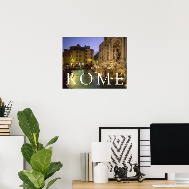Trevi Fountain at Night | Rome, Lazio, Italy Poster (Home Office)