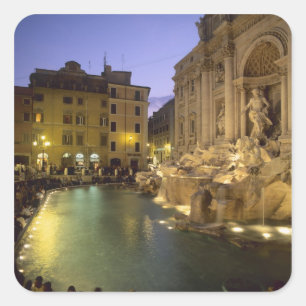 Trevi Fountain at night, Rome, Lazio, Italy Square Sticker