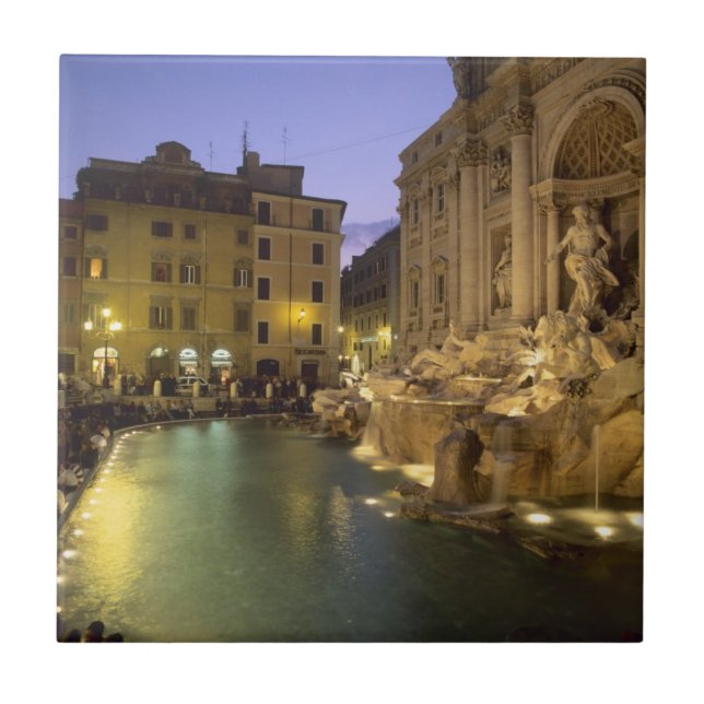 Trevi Fountain at night, Rome, Lazio, Italy Tile (Front)