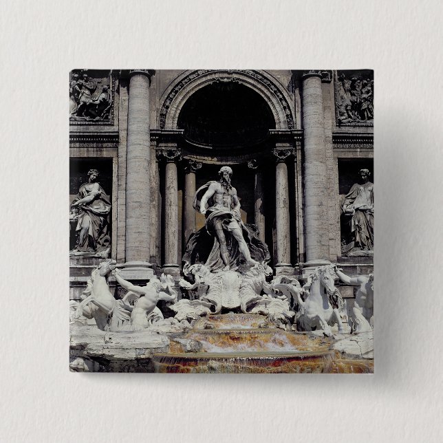 Trevi Fountain, built 1732-62 2 Inch Square Button (Front)