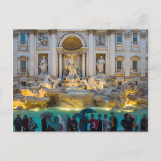 Trevi fountain in rain at night Rome Italy Postcard