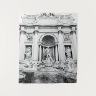 Trevi Fountain in Rome in Black & White #1 #travel Tapestry