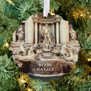 Trevi Fountain Paper Christmas photo ornament Card