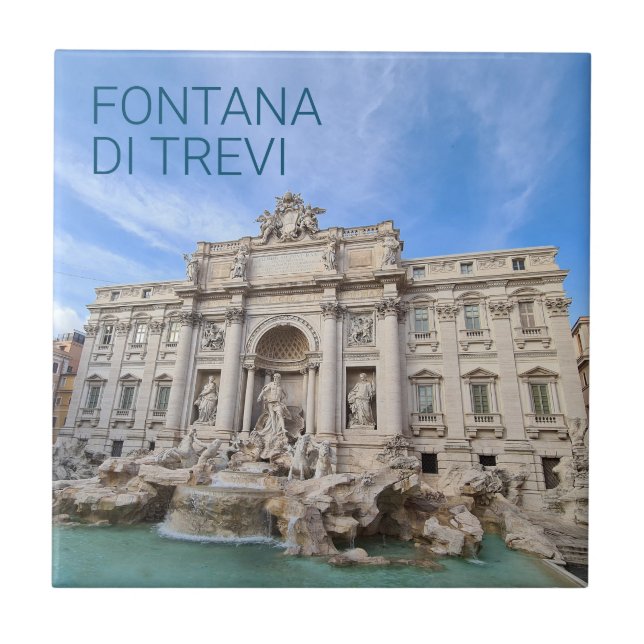 Trevi Fountain Rome Italy Holiday Panorama Tile (Front)