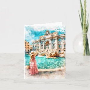 Trevi Fountain Rome Italy Watercolor Card