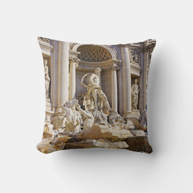 Trevi Fountain Rome Photography Throw Pillow (Front)