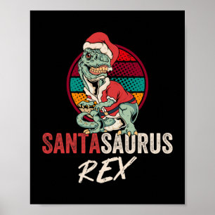 Trex Christmas Shirt Santasaurus Rex Dinosaur Xmas Poster