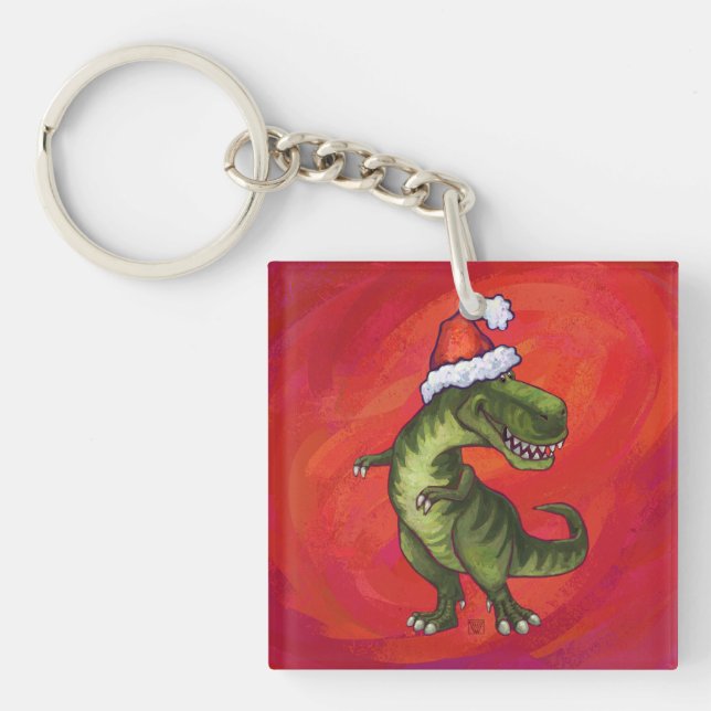 TRex Dino à Santa Hat sur Red (Devant)