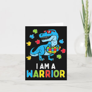 Trex Dino I Am A Warrior Toddler Boys Autism Aware Card