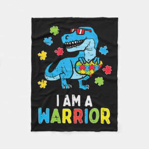 Trex Dino I Am A Warrior Toddler Boys Autism Aware Fleece Blanket
