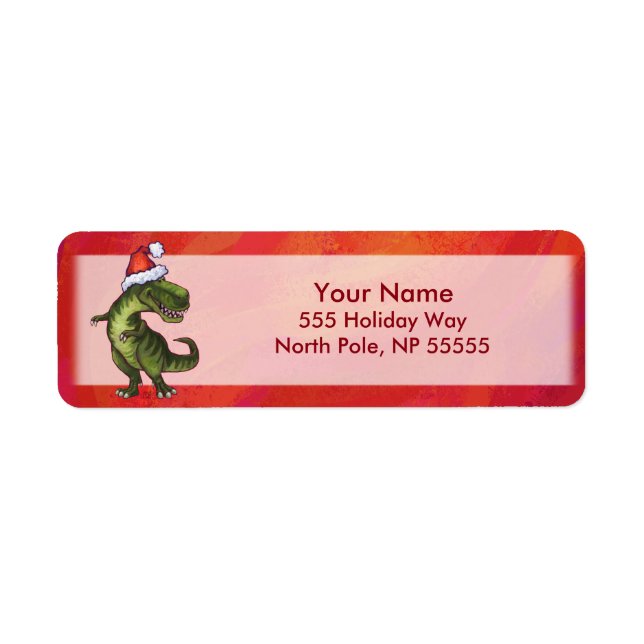 TRex Dino in Santa Hat on Red (Front)