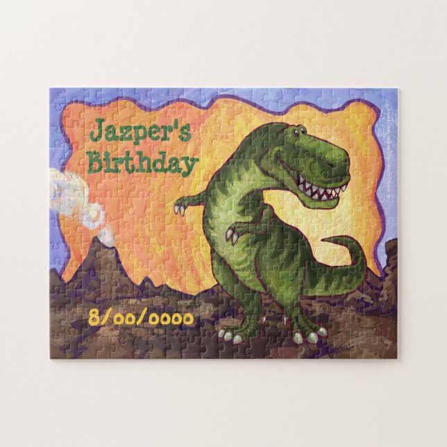 TRex Dino Personalized Birthday Puzzle (Horizontal)