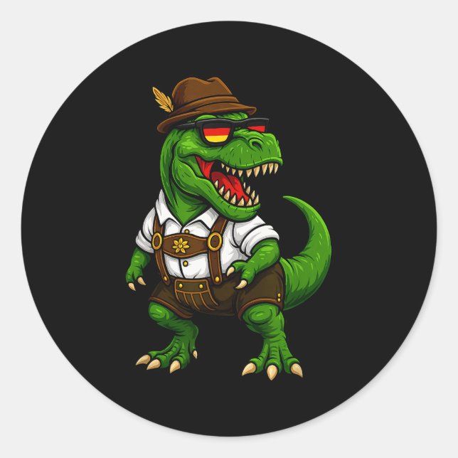 Trex Dinosaur Bavarian German Costume Boys Men Kid Classic Round Sticker (Front)