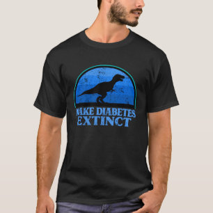 Trex Dinosaur Blue Make Type 1 Diabetes Extinct Ki T-Shirt
